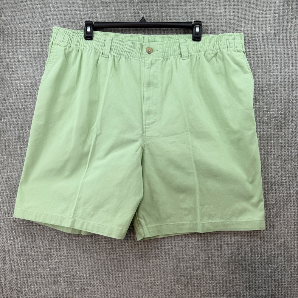 Harbor Bay Elastic Waist Shorts Mens 44 Green New Cotton Loose Fit‎ Casual